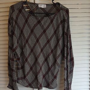 Bella Dahl Checkered Blouse in Red and Black